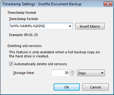 Using timestamps Document Backup Automatic Backup Utility