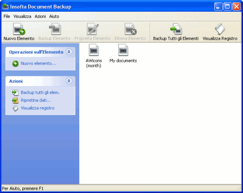 Document Backup: Main Window